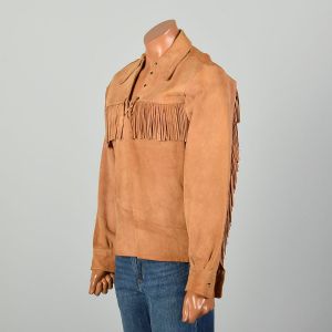 Medium 1960s Shirt Fringed Suede Leather Daniel Boone Outdoorsman Pullover - Fashionconstellate.com