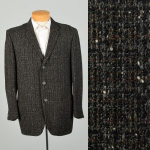 42R 1950s Wool Tweed Sportcoat Atomic Fleck 3 Button Jacket