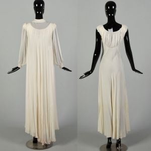 Small 1930s Silk Peignoir Set Bias Cut Night Gown Old Hollywood  - Fashionconstellate.com