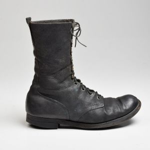 Size 12 1950's Black Leather Military Combat Boots Lace Up Jump Boots - Fashionconstellate.com