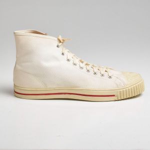 Sz 10 1950s White Canvas Sneakers Basketball High Top Rare Shoes