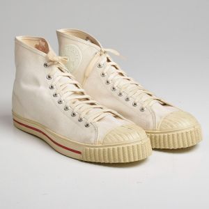 Sz 10 1950s White Canvas Sneakers Basketball High Top Rare Shoes - Fashionconstellate.com