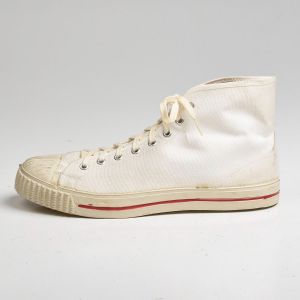 Sz 9.5 1950s Single Left Sneaker White Canvas High-Top Basketball Rare Made in USA Shoe