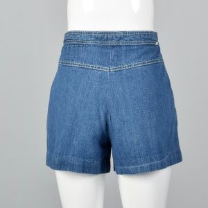Large 1970s Levi's Shorts Blue Denim High Waisted Jean Mini Shorts  - Fashionconstellate.com