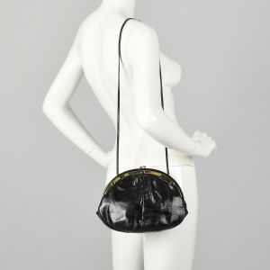Judith Leiber Black Snakeskin Purse Clutch Shoulder Bag 