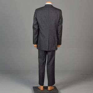 42L 38X311970s Mens Suit Two Piece Gray Pinstripe Single Vent Blazer Jacket Flat Front Pants - Fashionconstellate.com