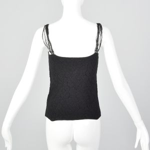 XS 1990s Armani Collezioni Black Knit Tank Top Beaded Straps - Fashionconstellate.com
