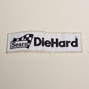 1970s Sears Die Hard Automotive Embroidered Sew On Patch Auto Racing Race Car Applique