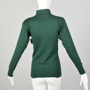 XS 1960s Deadstock Green Long Sleeve Lightweight Turtleneck Shirt - Fashionconstellate.com