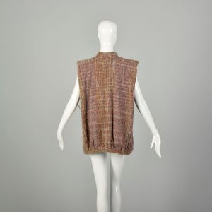 Small-Medium 1980s Handwoven Boucle Vest Cozy Loose Chunky Oversized Autumn Tweed Layering Separate  - Fashionconstellate.com