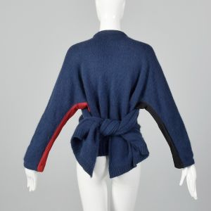 Medium 1980s Gianfranco Ferre Sweater Avant Garde Top Blue Knit - Fashionconstellate.com