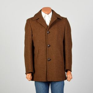 Medium 1960s Pendleton Winter Coat Rust Brown Wool Jacket 