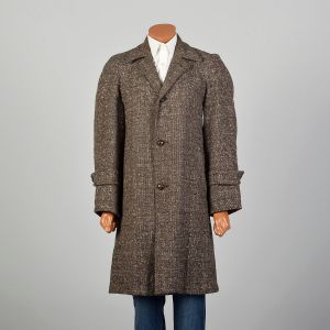 Medium 1950s Mens Wool Tweed Overcoat Fall Outerwear Jacket