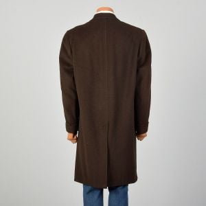 XL 1960s Mens Cashmere Coat Winter Chocolate Brown Soft Heavyweight - Fashionconstellate.com