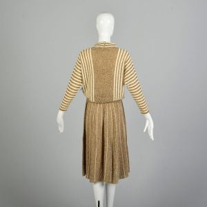 Small 1970s Harold Levine Sweater Outfit Knit Dolman Sleeve Top Faux Panel Skirt Ensemble - Fashionconstellate.com