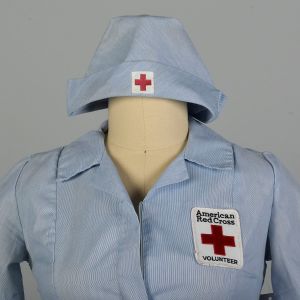 Medium 1980s Dress Red Cross Volunteer Military Uniform Short Sleeve  - Fashionconstellate.com