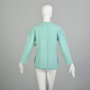 Medium 1970s Mint Aqua Clutch Front Cardigan Sweater Casual Cozy Warm - Fashionconstellate.com