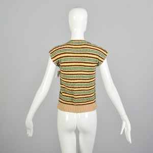 XXS 1940s Striped Knit Cardigan Sweater Top Sweater Vest - Fashionconstellate.com