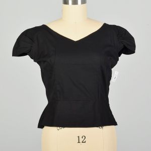XL 1950s Shirt Black Short Sleeve Cotton Pin-Up Rockabilly
