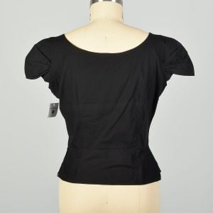 XL 1950s Shirt Black Short Sleeve Cotton Pin-Up Rockabilly - Fashionconstellate.com