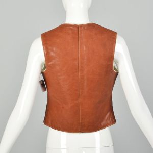 Small 1960s Distressed Leather Vest Boho Hippie - Fashionconstellate.com