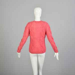  XS 1960s Pink Cardigan Sweater Fuzzy Loose Knit Sheer Toasty - Fashionconstellate.com