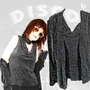 Silver Black Cardigan & Cowl Neck Top, Sparkly Lurex Tweed Knit Twin Set ~ 00's