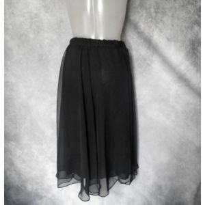 Plus Size Black Chiffon Skirt, Elastic Waist, Floaty Dressy ~80s  - Fashionconstellate.com