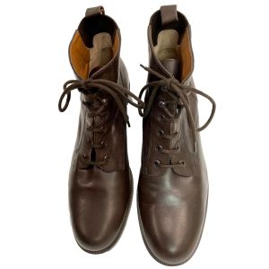 Y2K 00s Dark Brown Leather Lace Up Ankle Boots - Fashionconstellate.com