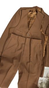 Vintage 60s Christian Dior 3 PC Suit Mens 42R Jacket 34 Pants Brown Wool Gab - Fashionconstellate.com
