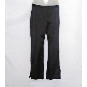Women Large Black Satin Rhinestone Stretch Pants, Boot Cut Trousers, Bougie Glam Girl ~ 90s - Fashionconstellate.com