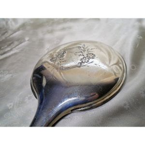 Edwardian/Victorian Silver Art Nouveau Hand Mirror, Warranted Quadruple Plated - Fashionconstellate.com