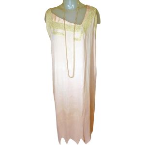 1920s Silk And Lace Nightgown - Art Deco Lines - Fashionconstellate.com