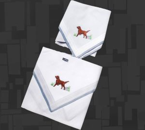 Men's Dog Hankies Embroidered Pointer Breed Handkerchiefs