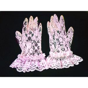 50s 60s Short Gloves Pink Lace With Ruffles, Pink Bride? - Fashionconstellate.com