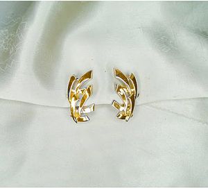 1950s Coro Clip Earrings Shiny Goldtone Abstract Clipons MCM Like New - Fashionconstellate.com