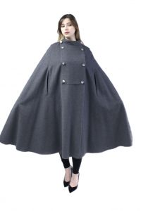 Vintage Casa Sesena !00% Wool Gray Cape O/S Military Vibes MAde in Spain - Fashionconstellate.com