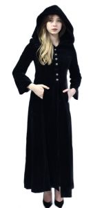 Vintage Niedieck Velours Corty Brillant Long Coat Black Maxi Hooded Womens 40