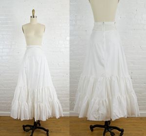 White nylon petticoat crinoline for wedding gown . long wedding slip . vintage shape wear .