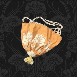 Antique Handmade Pouch Purse, Edwardian Art Nouveau Embroidered Boho Shoulder Bag