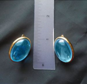 1990s Aqua '' Crystal Ball '' Clip On Earrings Are Magical Jelly Belly Clipons - Fashionconstellate.com