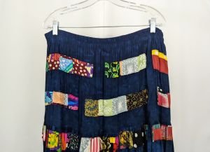 90s Skirt Blue Tie Dye Patchwork Tiered Peasant by Nativewear Designs | Vintage Misses L - Fashionconstellate.com