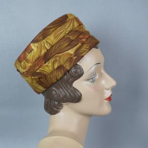 60s Autumn Fabric Pillbox Hat - Fashionconstellate.com