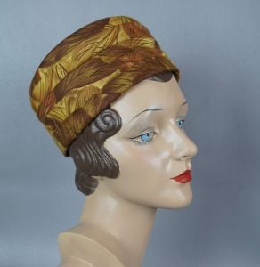 60s Autumn Fabric Pillbox Hat