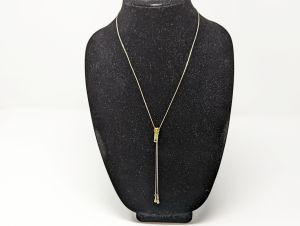80s Zipper Necklace Gold Tone Adjustable Y Lariat Slide