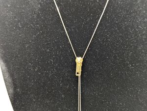 80s Zipper Necklace Gold Tone Adjustable Y Lariat Slide - Fashionconstellate.com