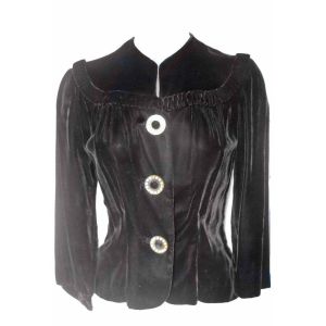 40s Black Velvet Blouse Or Jacket Old Hollywood Glamour - Fashionconstellate.com