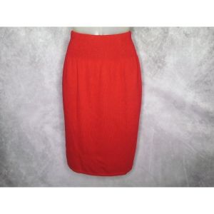 90s Red Sweater Knit Mini To Knee Length Pencil Skirt - Fashionconstellate.com