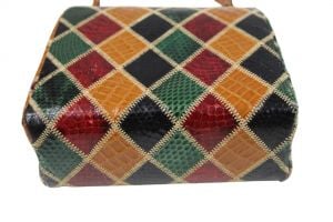 VTG Colorful Patchwork Snakeskin Hard Sided Pocketbook Purse Handbag Bag 1960s  - Fashionconstellate.com