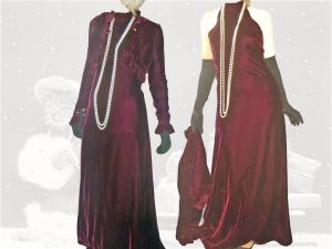 70s Burgundy Velvet Halter Gown, Matching Bolero Jacket, Winter Formal Romantic Goth
